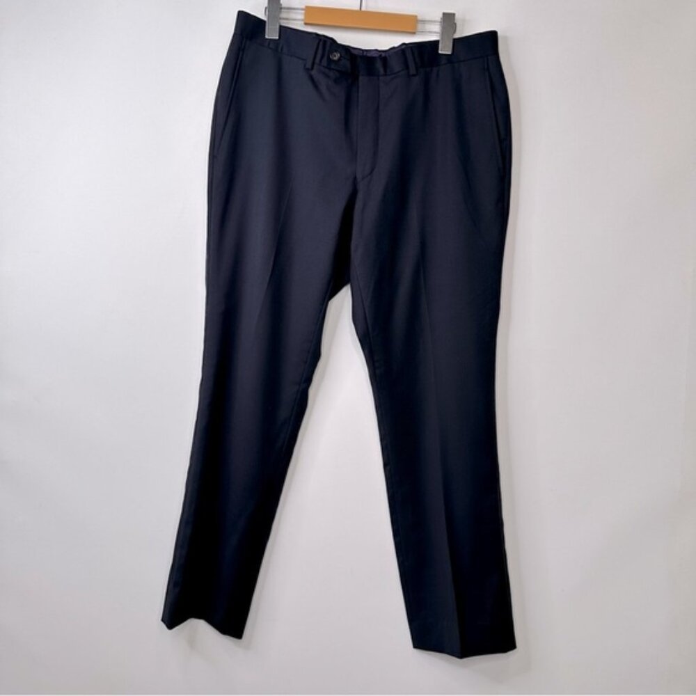 Ted Baker London Mens Jefferson Pants Trousers Flat Front Wool Navy Blue